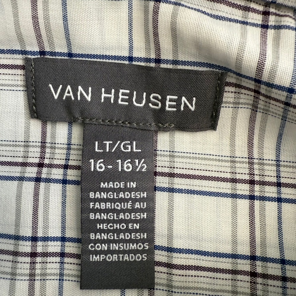 Van Heusen Mens LT Big & Tall Plaid Dress Shirt Stain Shield Wrinkle Free CB310 - Picture 3 of 9